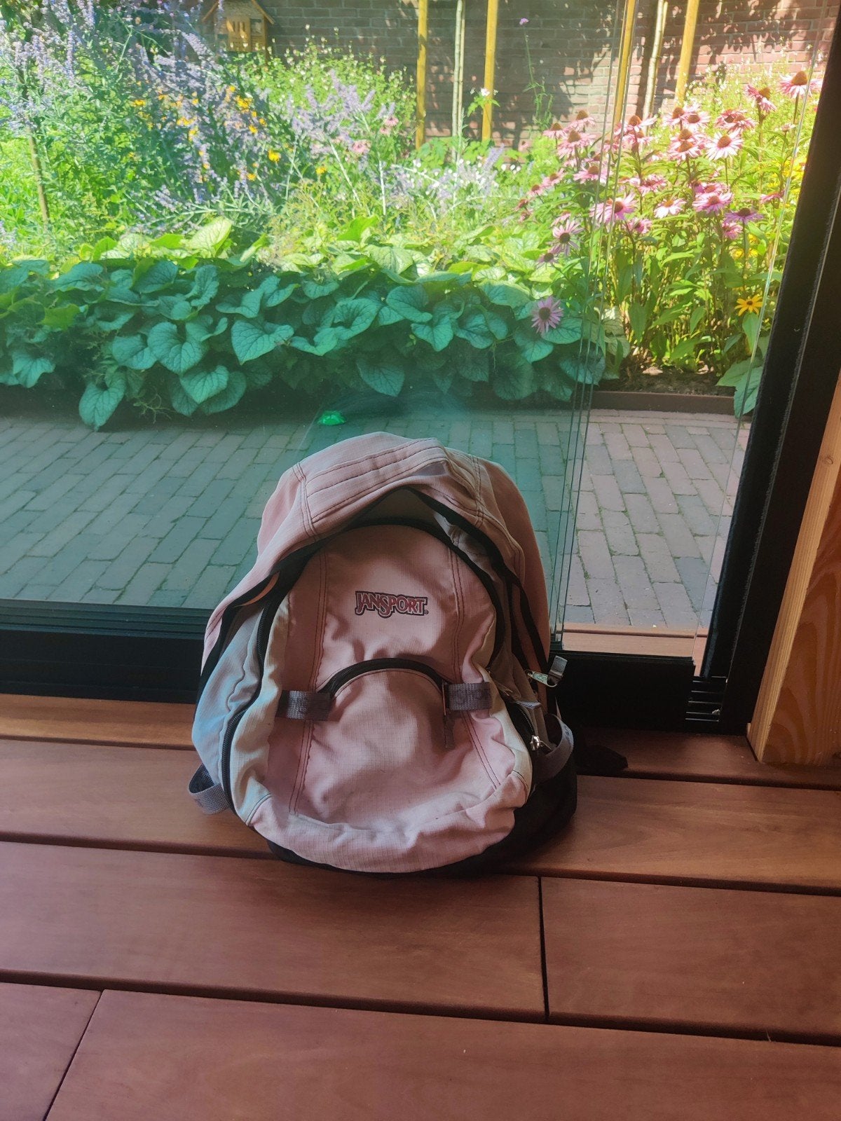 JanSport rugzak - Roze/Grijs, Ophalen of Verzenden, Gebruikt