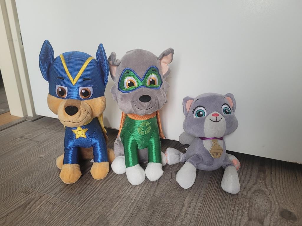 Paw Patrol Superhelden Knuffels - Chase, Rocky & Wild Cat, Ophalen of Verzenden, Zo goed als nieuw, Hond