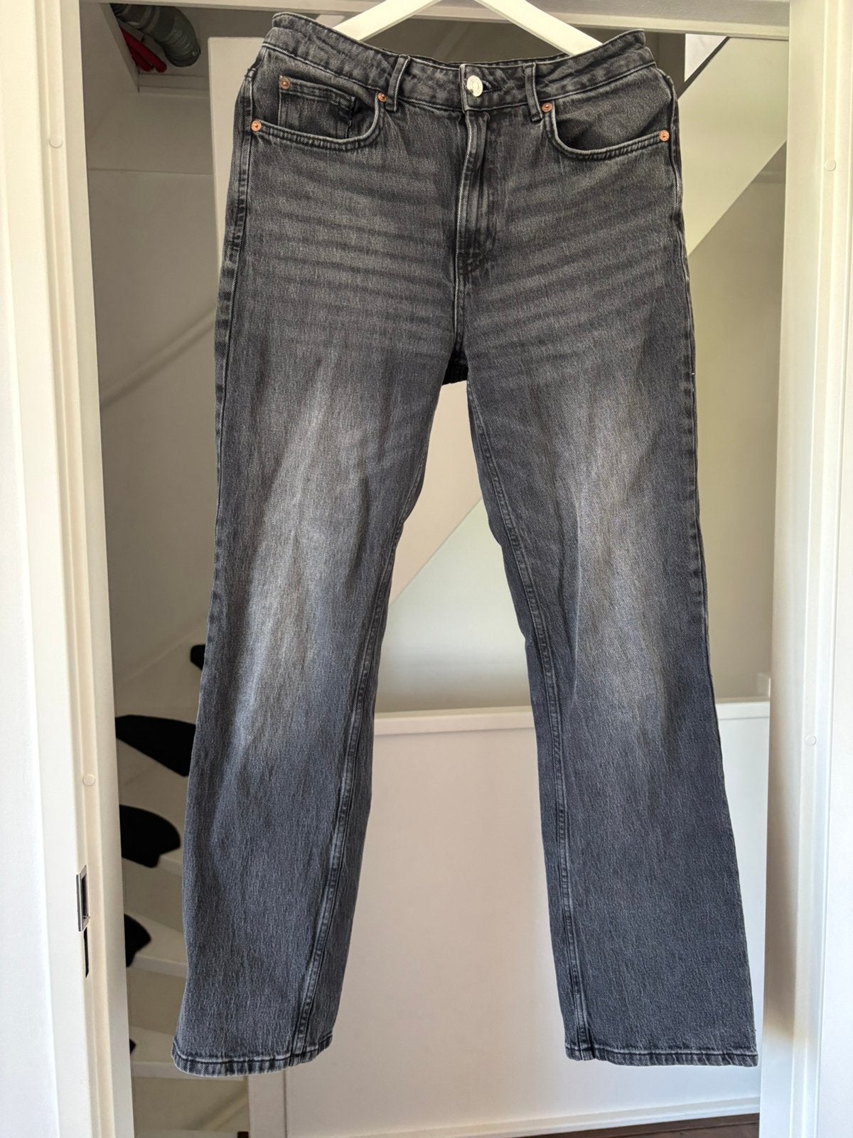 D98 jeans recht model met vintage effect, Ophalen of Verzenden, Gedragen, Blauw, W27 (confectie 34) of kleiner