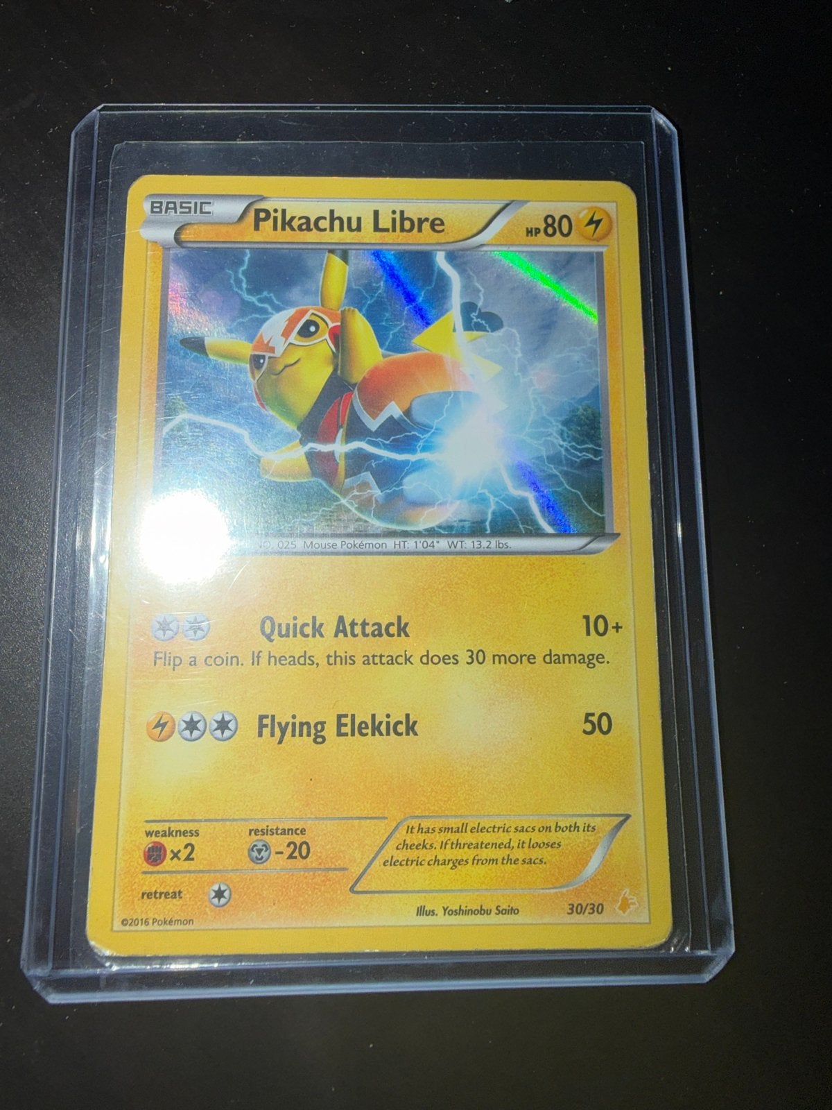 Pikachu Libre Pokémon kaart - Zeldzaam en Holo  (30/30), Ophalen of Verzenden, Zo goed als nieuw, Losse kaart, Foil