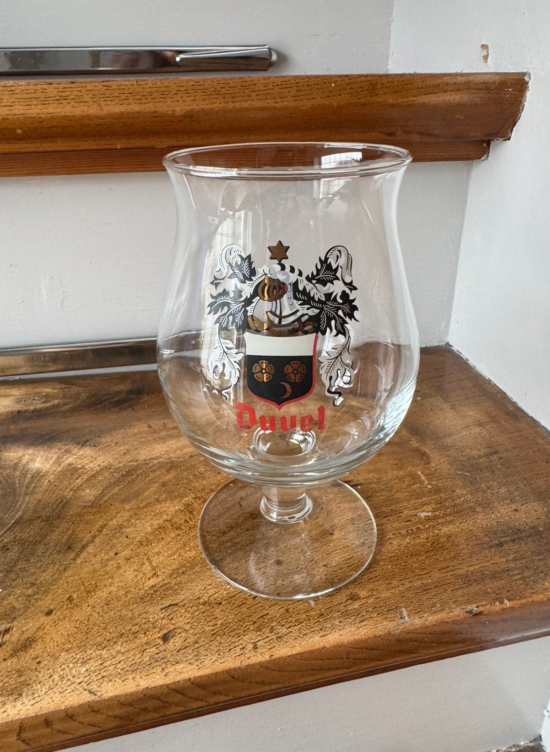 Duvel bierglas wapenschild jaren 70, Verzamelen, Biermerken, Ophalen of Verzenden, Gebruikt, Glas of Glazen, Duvel