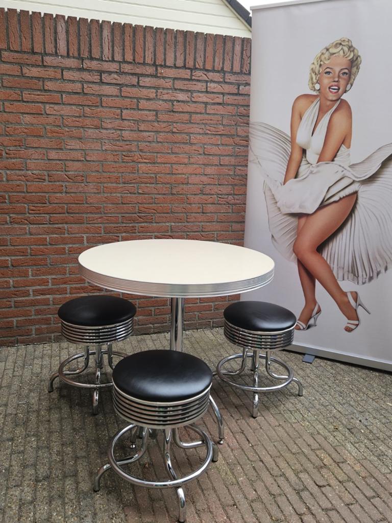 FIFTIES SIXTIES AMERIKAANSE BEL AIR BARKRUKKEN MET BARTAFEL, Ophalen, 60 tot 90 cm, Met voetsteun, Zo goed als nieuw