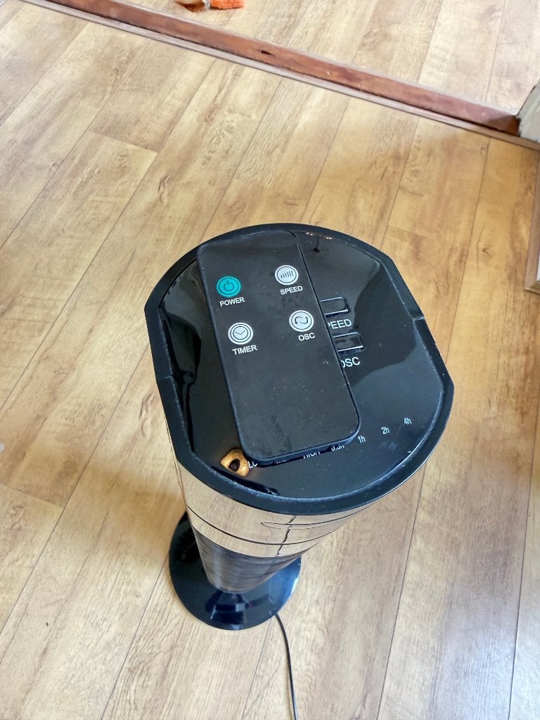 Ventilator toren zwart met afstandsbediening, Ophalen, Ventilator met afstandsbediening, Zo goed als nieuw, Torenventilator