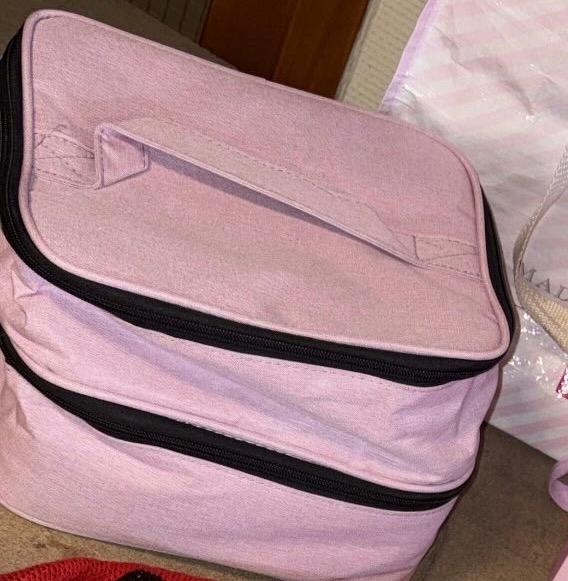 Roze toilettas met twee compartimenten, Verzenden, Zo goed als nieuw, Roze, Dame