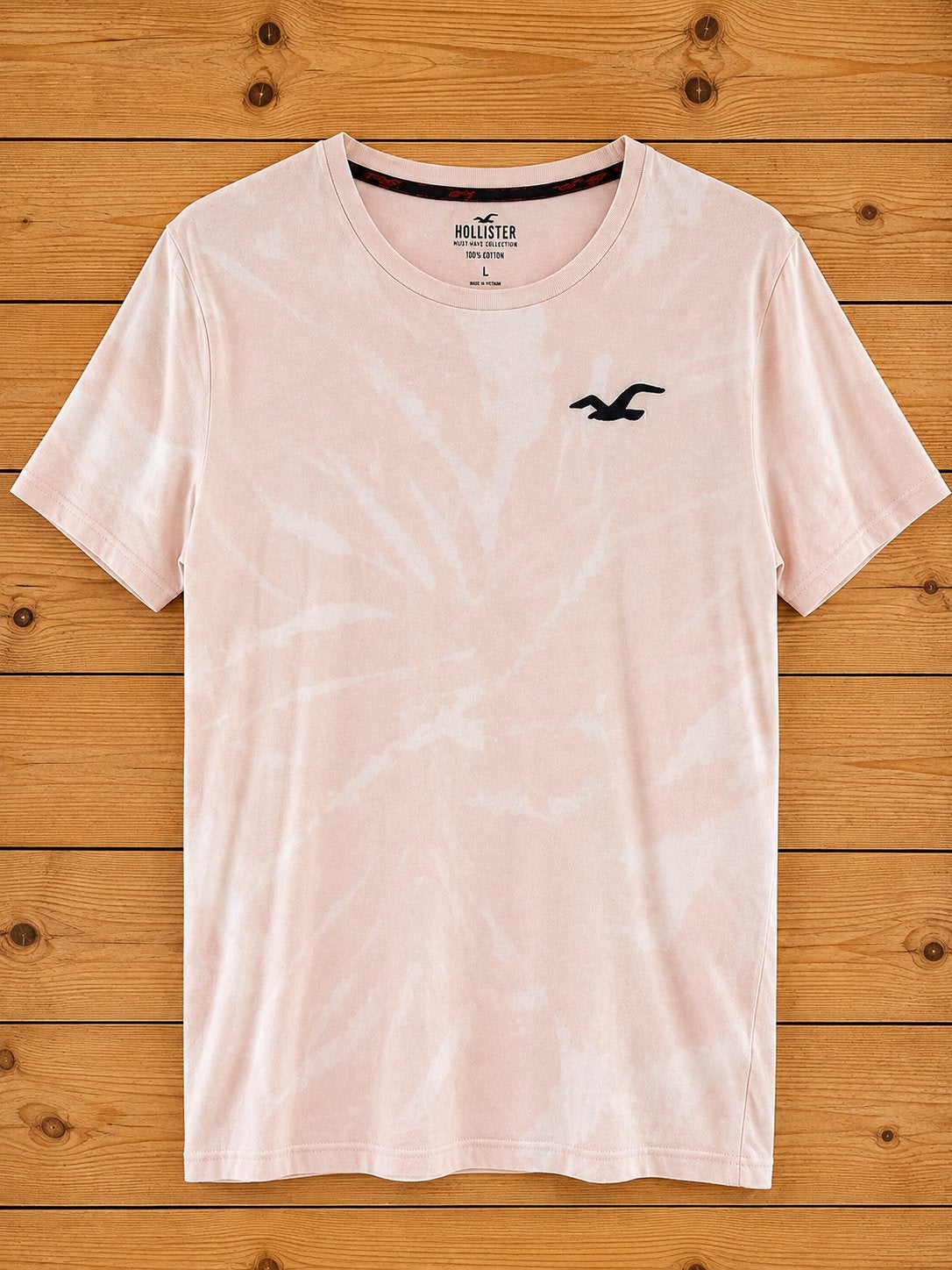 Uniek Hollister T-Shirt Maat L - Custom Tie-Dye  Bleach Pink, Ophalen of Verzenden, Zo goed als nieuw, Roze
