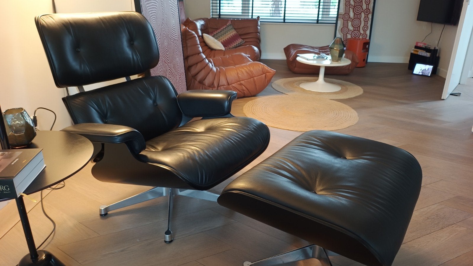 Vitra Eames Lounge Chair XL Zwart Leer - Nieuwstaat, Ophalen