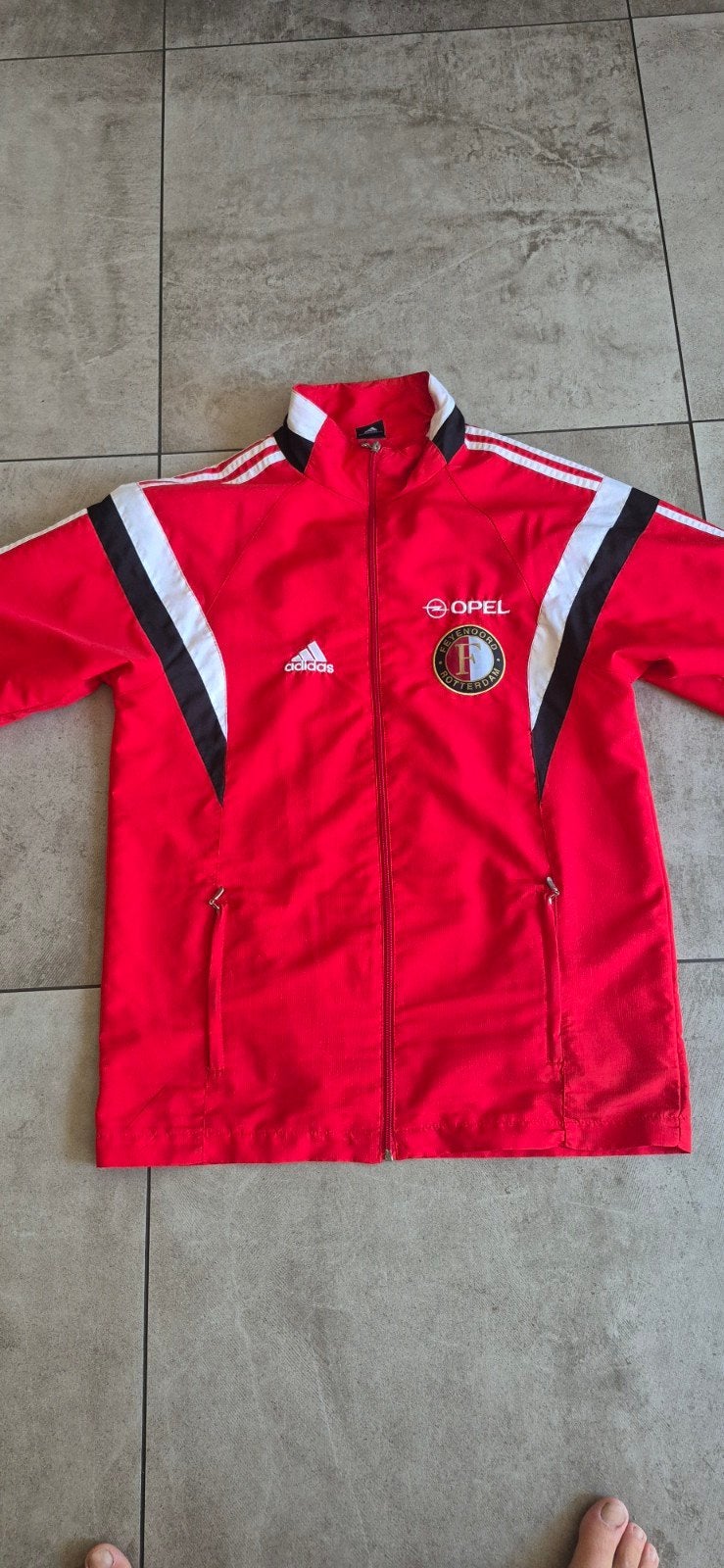 Adidas Feyenoord trainingsjack rood XL, Maat 56/58 (XL), Ophalen of Verzenden, Zo goed als nieuw, Adidas