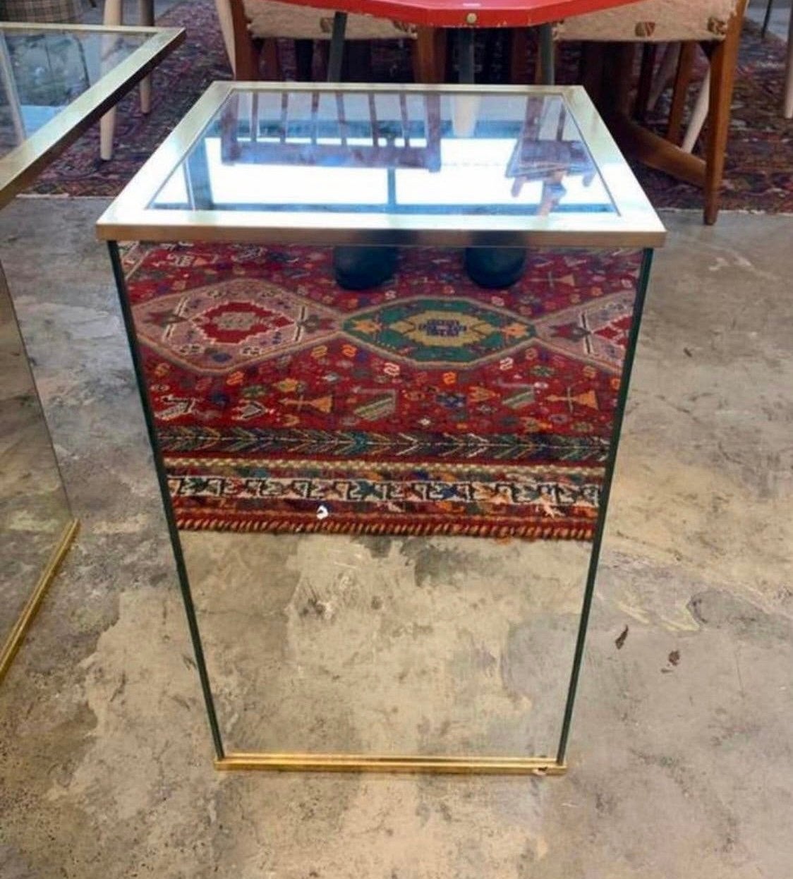 Zuil pilaar Hollywood Regency glazen spiegel Pilaar., Ophalen of Verzenden
