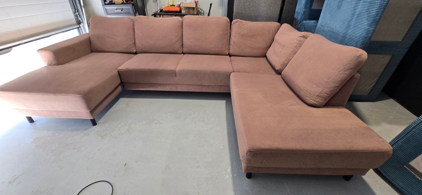 U-bank Zitmax bruin, 3 delen, uitwasbaar, zgan, 300 cm of meer, Ophalen of Verzenden, Zo goed als nieuw, Onbekend