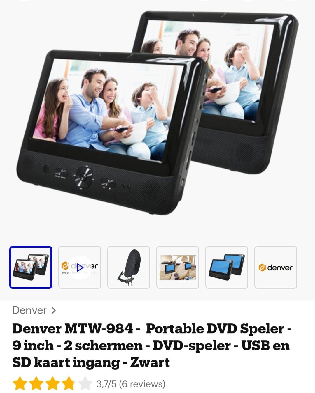 Denver portable DVD speler 9 inches (voor innde auto), Audio, Tv en Foto, Ophalen of Verzenden, Zo goed als nieuw, Overige merken