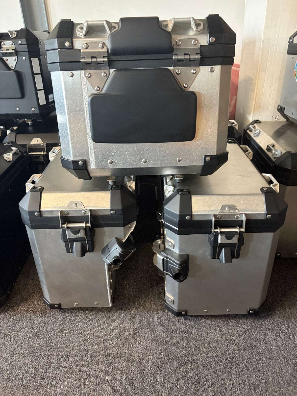 Aluminium 3-delige kofferset met rugkussen BMW R 1250 GS ADV, Motoren, Ophalen, Gebruikt