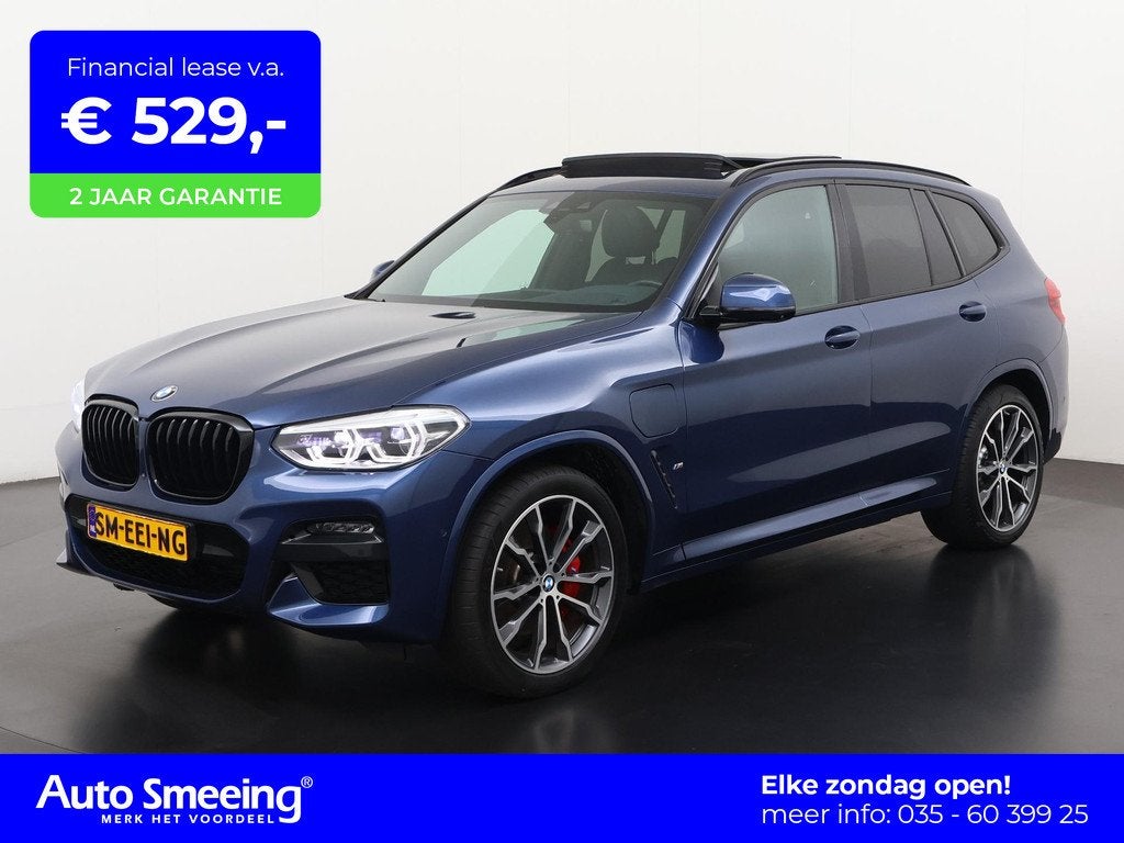 BMW X3 xDrive30e M Sport | Panoramadak | Leder | Trekhaak |, Auto's, BMW, Gebruikt, Euro 6, 4 cilinders, Blauw