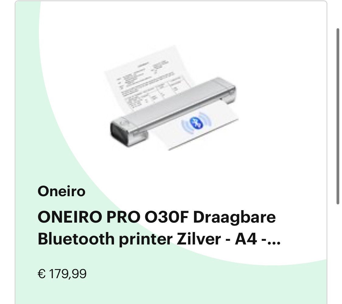 ONEIRO PRO O30F A4 Bluetooth printer – zo goed als nieuw, Ophalen of Verzenden, Zo goed als nieuw
