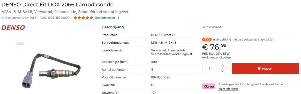 Lambdasonde Aygo 2015-2014, Auto-onderdelen, Ophalen of Verzenden, Nieuw, Citroën