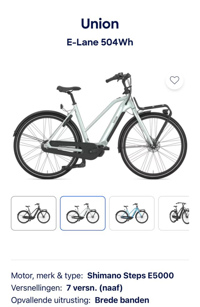Union elektrische fiets, Fietsen en Brommers, Elektrische fietsen, Ophalen of Verzenden, Zo goed als nieuw, Overige merken