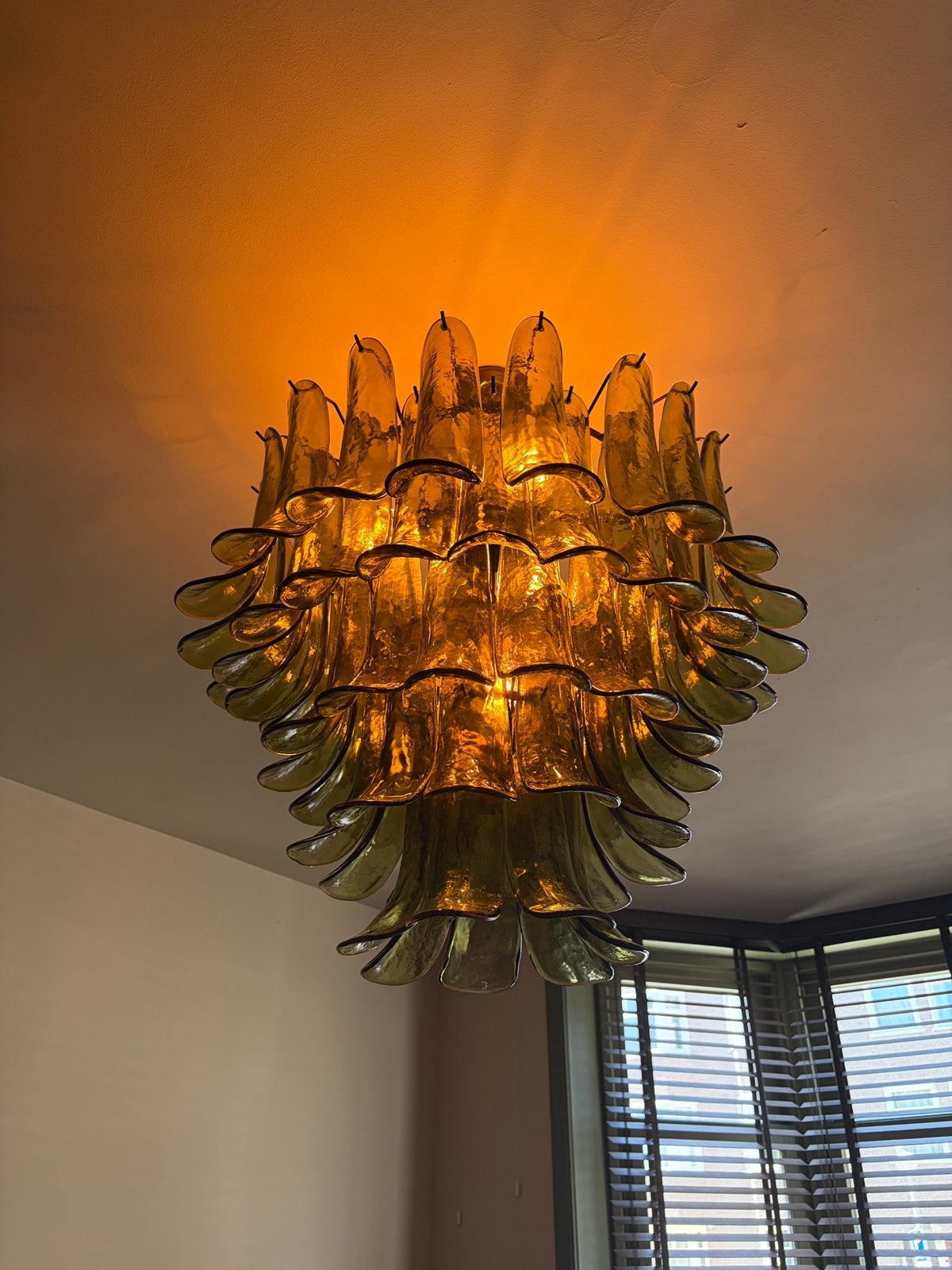 Vintage look kroonluchter van glas Colmore, Ophalen, Zo goed als nieuw, Glas