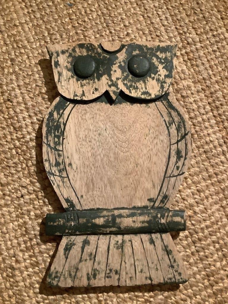 Groot houten beeld van uil, 40 cm lang., Antiek en Kunst, Ophalen, Hout, Vogel