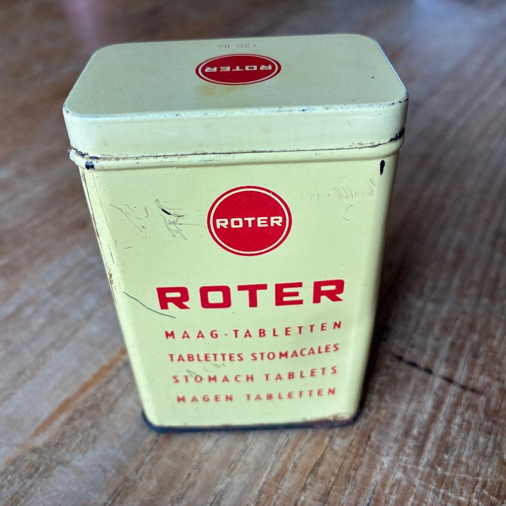 Vintage Roter blikje (9,5x6,2x4 cm), Ophalen of Verzenden, Gebruikt, Overige