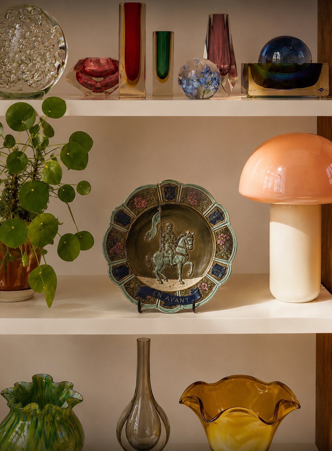 Antiek Frans Jeanne d’Arc majolica wandbord 23 cm ca. 1900, Antiek en Kunst, Ophalen
