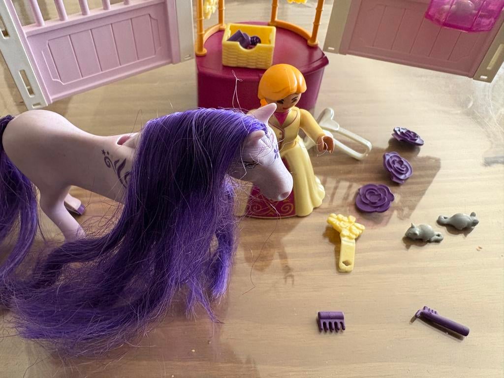 Playmobil Prinses met paard en roze stal, Ophalen of Verzenden, Gebruikt, Los playmobil