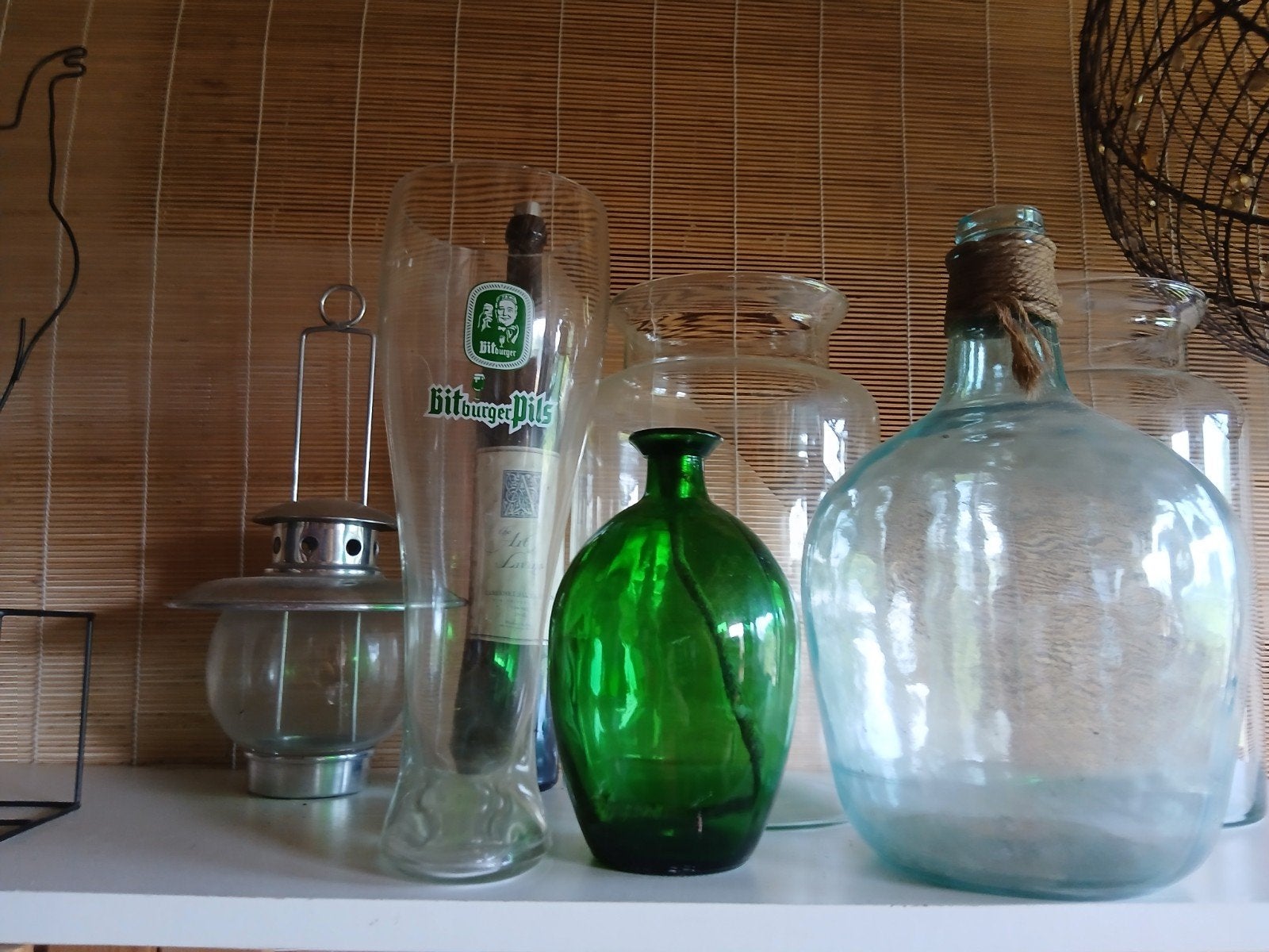 Decoratieve glazen flessen en lantaarn, Ophalen of Verzenden
