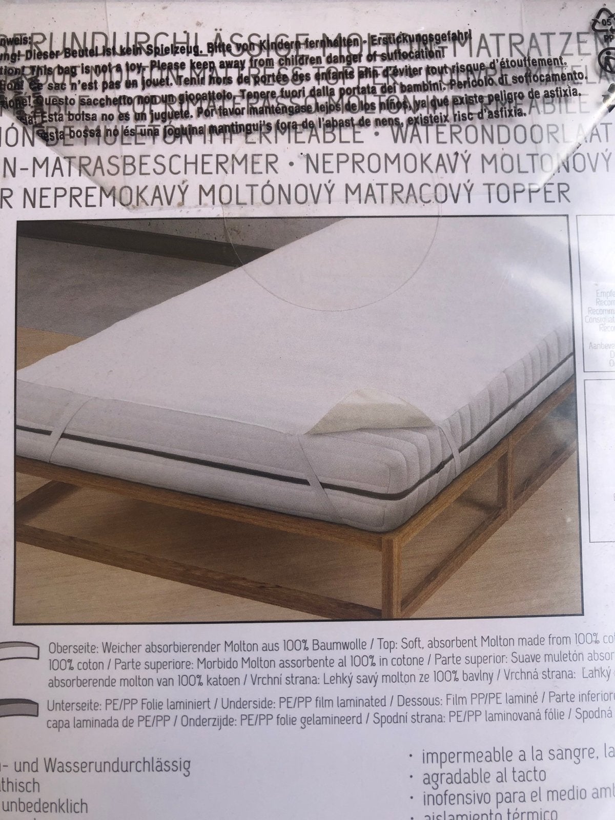 -Nieuw- Biberna Molton Matrasbeschermer 100x200, Eenpersoons, Wit, Overige typen, Nieuw