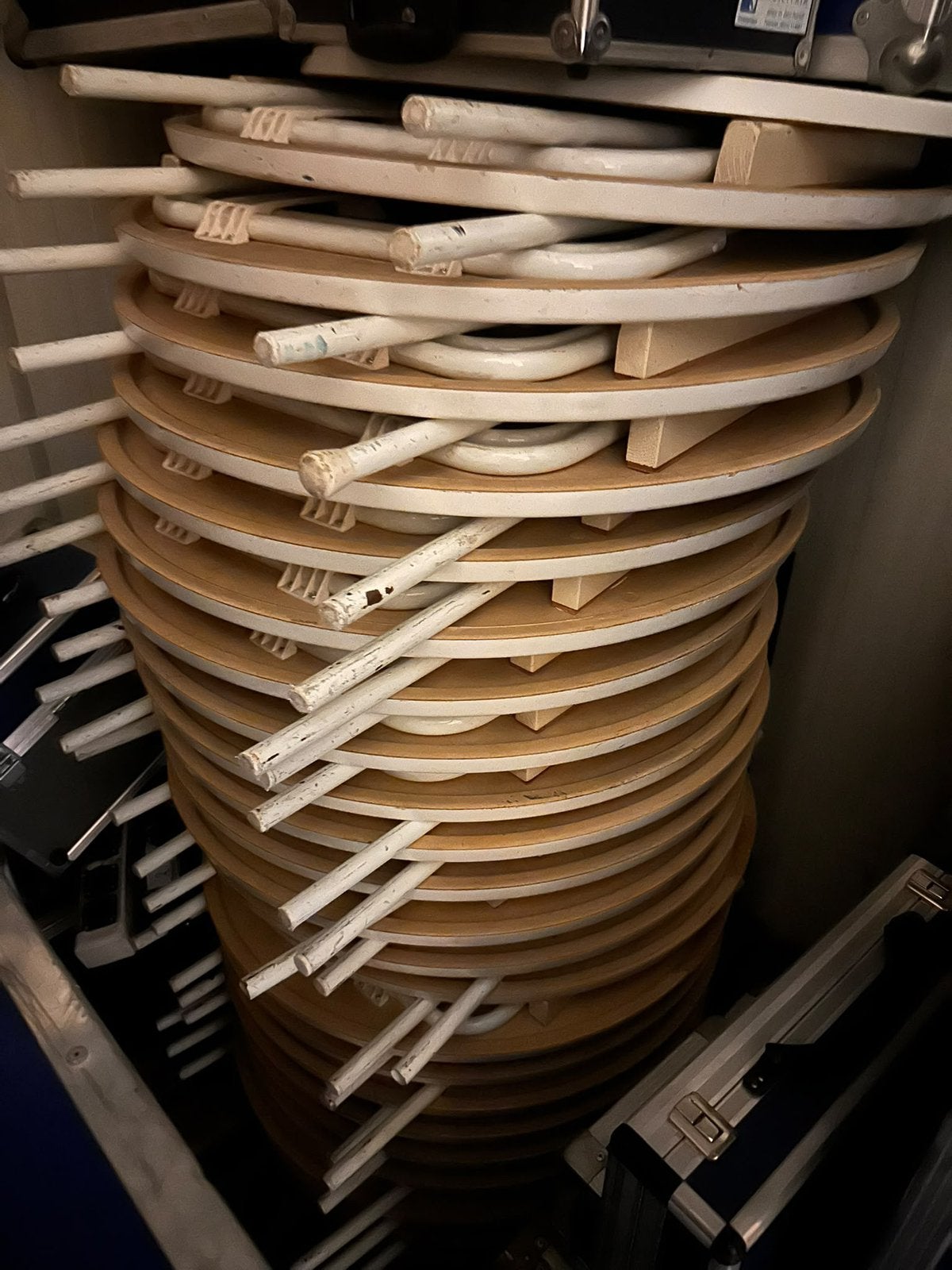 24x ronde houten klaptafel Ø80 cm – wit – horeca evenementen, Ophalen