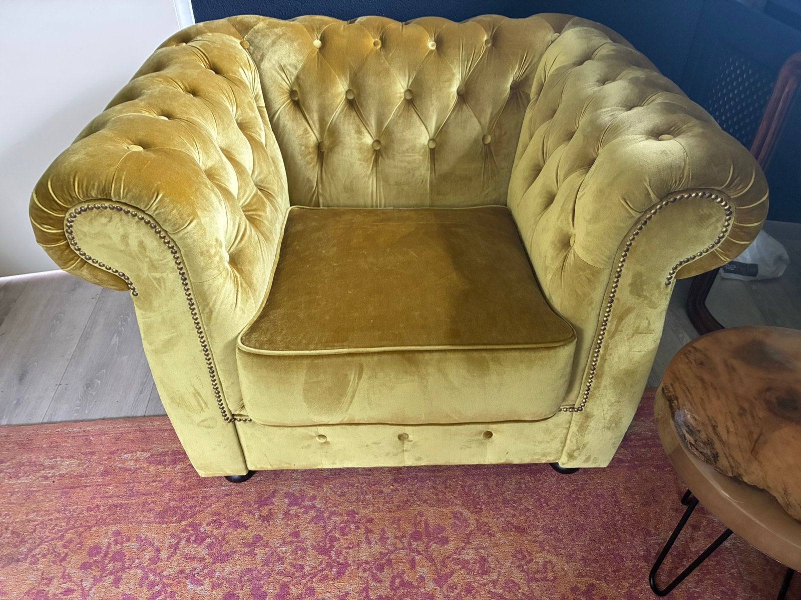 Hoogwaardige Chesterfield fauteuil - Zo goed als nieuw, Huis en Inrichting, Ophalen, 75 tot 100 cm, Zo goed als nieuw, 100 tot 125 cm