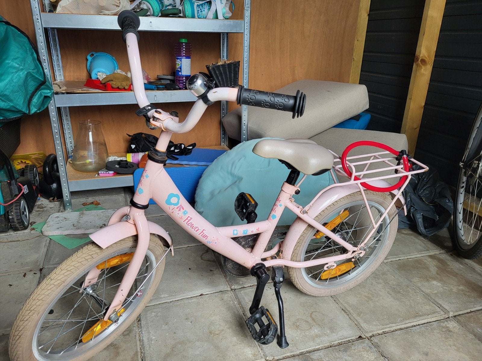 Roze kinderfiets 'Flower Fun' - 16 inch, Fietsen en Brommers, Fietsen | Kinderfietsjes, Ophalen, Terugtraprem, Flower fun, 16 tot 20 inch