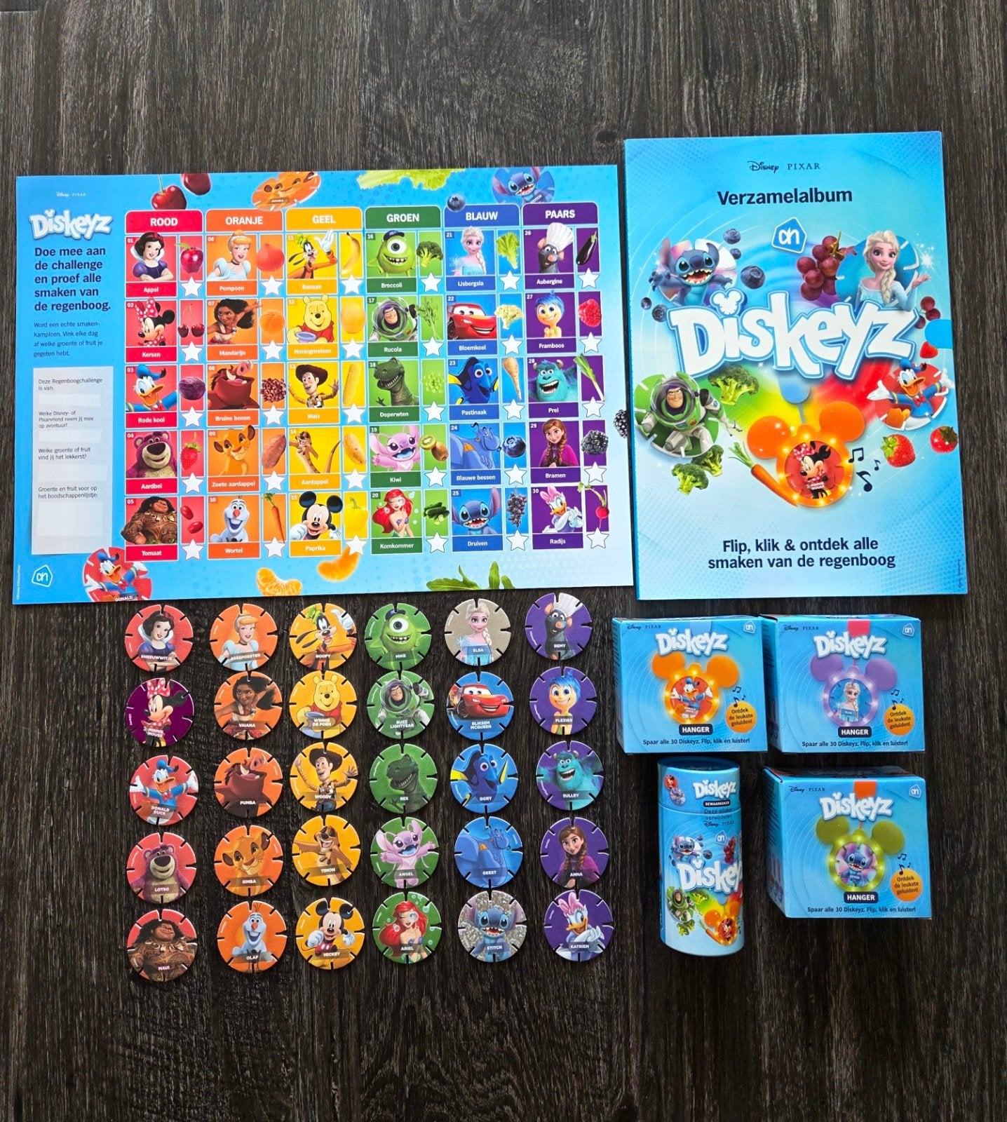 Complete set diskeyz + album+ 3 hangers + koker + kalender, Verzamelen, Albert Heijn, Ophalen of Verzenden