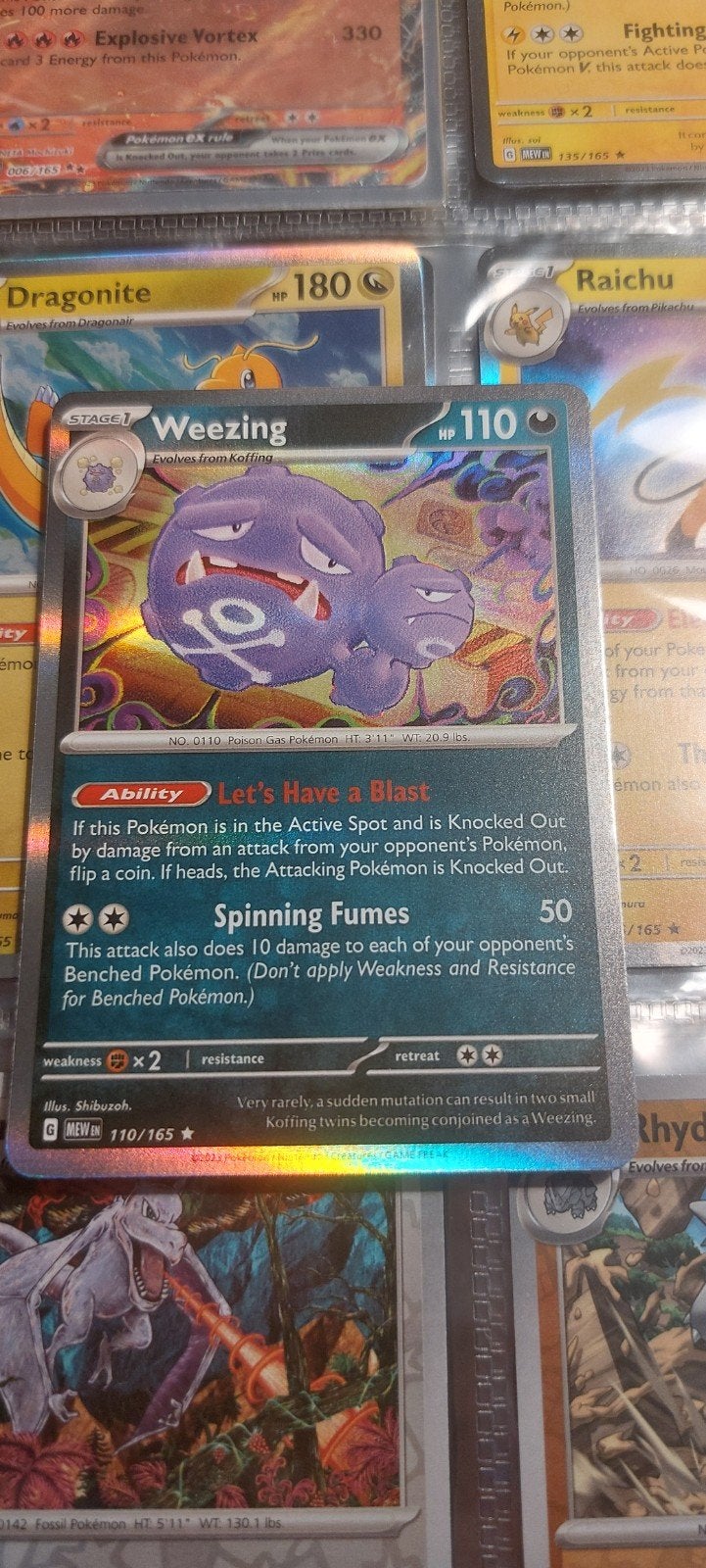 Weezing Holo Foil Pokémon Kaart 110/165 Mew EN, Ophalen of Verzenden