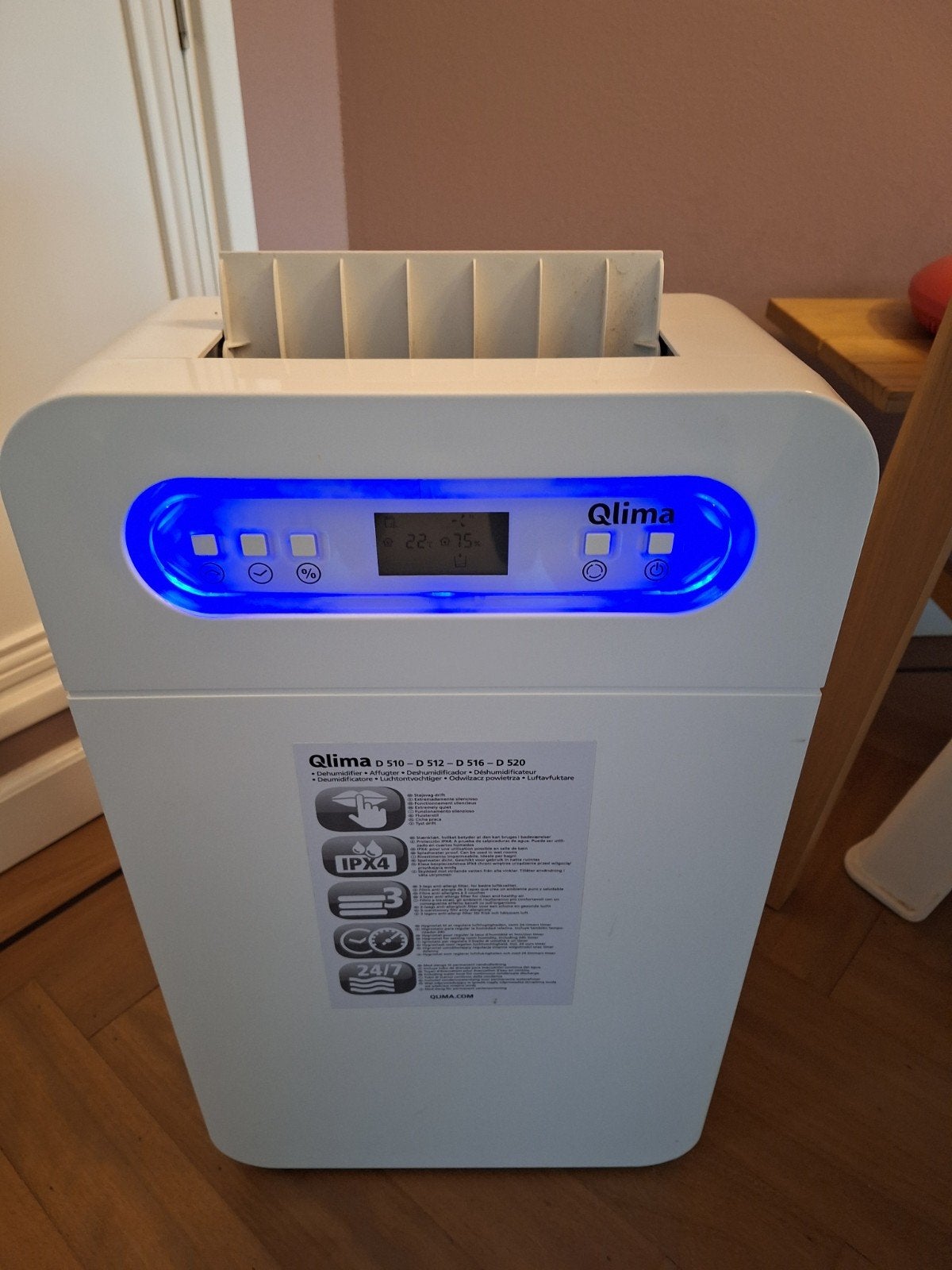 Qlima D 520 Luchtontvochtiger - Compressor defect, Ophalen of Verzenden, Mobiele airco, Minder dan 60 m³, 3 snelheden of meer