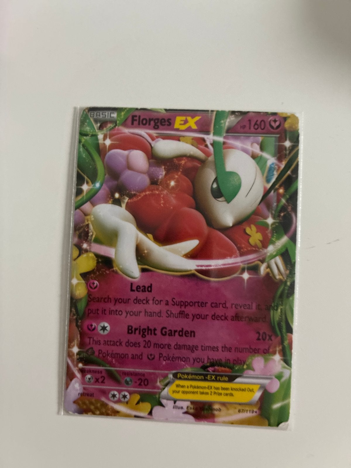 Florges EX Pokémon Kaart - Licht Beschadigd, Ophalen of Verzenden, Gebruikt, Losse kaart