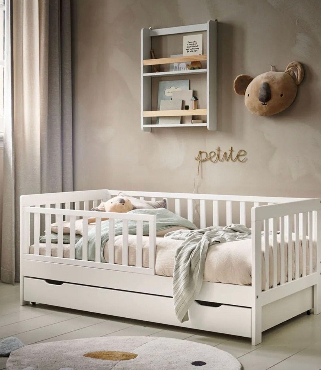 2 peuterbedden van Petite Amelie (Plume), Nieuw, 70 tot 85 cm, 140 tot 160 cm, Ophalen
