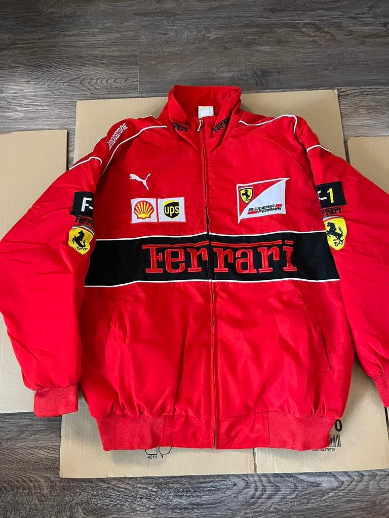 Ferrari Racing jas (maat S) – red vintage stijl, Kleding | Heren, Jassen | Zomer, Zo goed als nieuw, Maat 46 (S) of kleiner, Rood