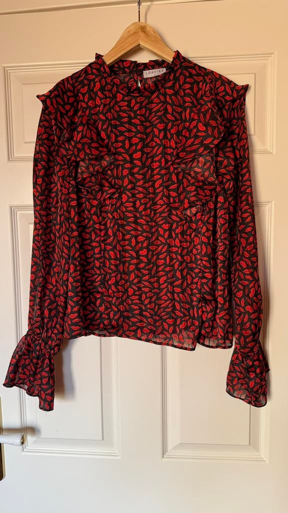 Loavies zwart/rode blouse maat S, Kleding | Dames, Blouses en Tunieken, Ophalen of Verzenden, Maat 36 (S), Rood, Loavies
