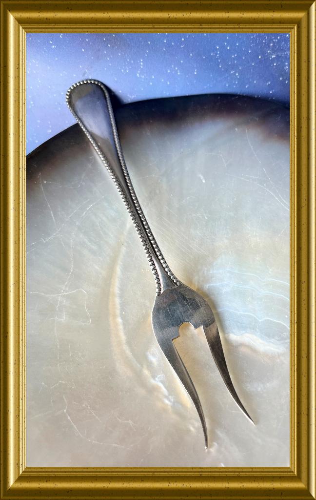 Zilveren vork met parelrand, Antiek en Kunst, Ophalen of Verzenden, Zilver