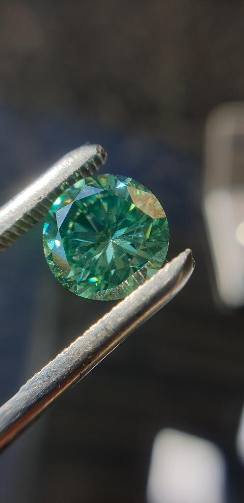 Groen Moissanite geslepen: rond Gewicht: 2,07 CT, Sieraden, Tassen en Uiterlijk, Edelstenen, Ophalen of Verzenden, Nieuw