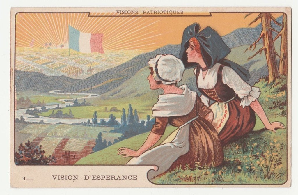 Dames in de Elzas.  Vision d'esperance.  Hoop., Verzenden, Voor 1920, Ongelopen, Overige thema's