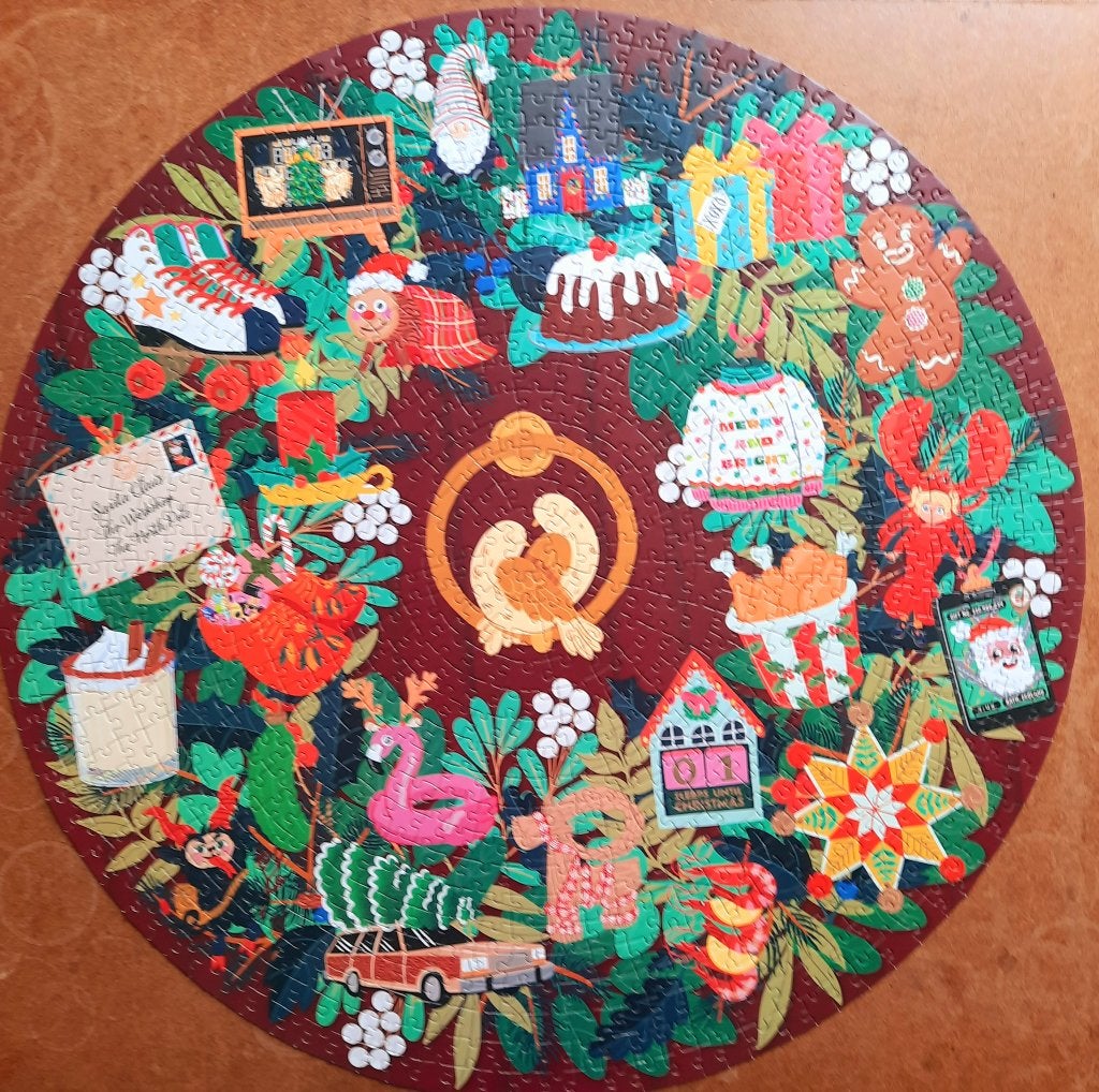 Ronde Puzzel Ridley's Kerst Countdown puzzel 1000 stukjes, Ophalen of Verzenden, 500 t/m 1500 stukjes, Zo goed als nieuw