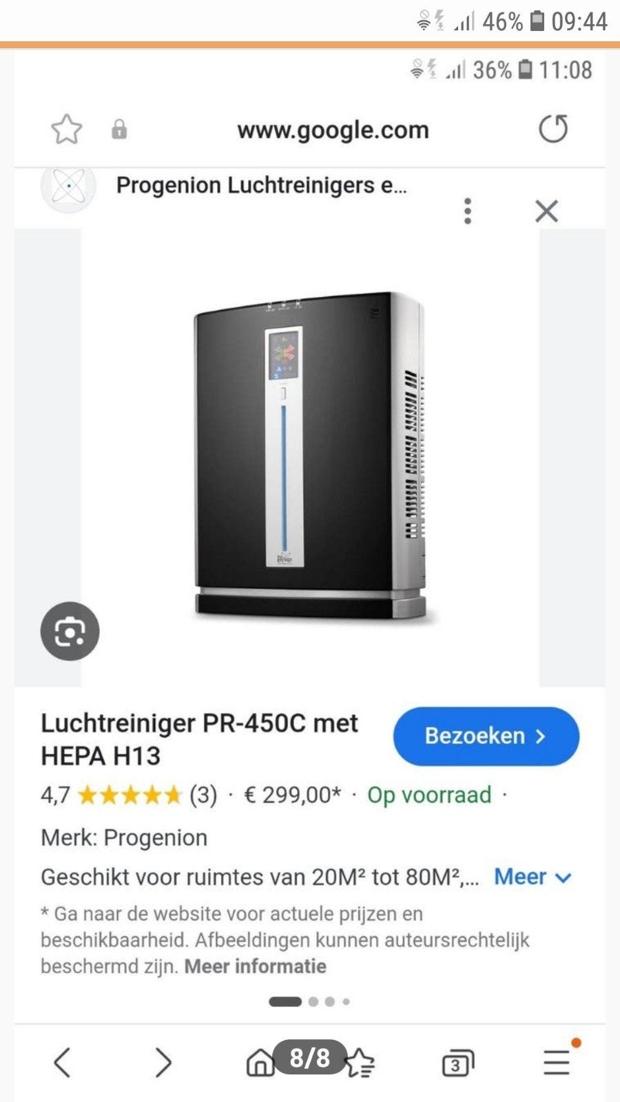 Luchtreiniger Progenion, Ophalen, Zo goed als nieuw, Luchtreiniger