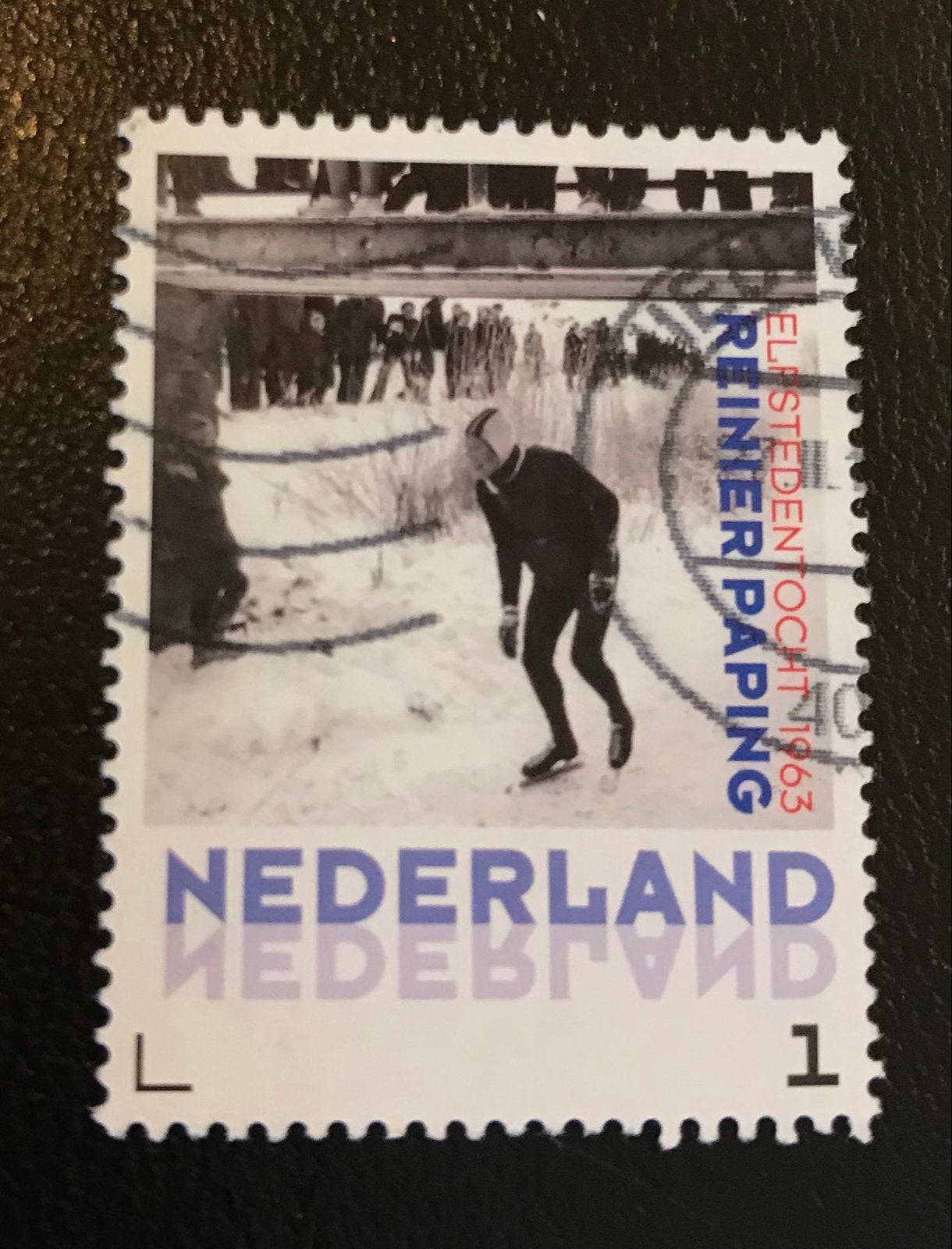 Kv490 persoonlijke postzegel Reinier Paping Elfstedentocht, Ophalen of Verzenden, Na 1940, Gestempeld