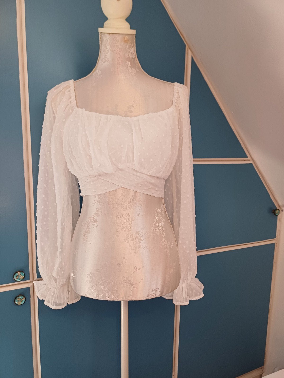 Croptop van Effeny, maat S/M, Kleding | Dames, Tops, Gedragen, Wit, Lange mouw, Ophalen of Verzenden