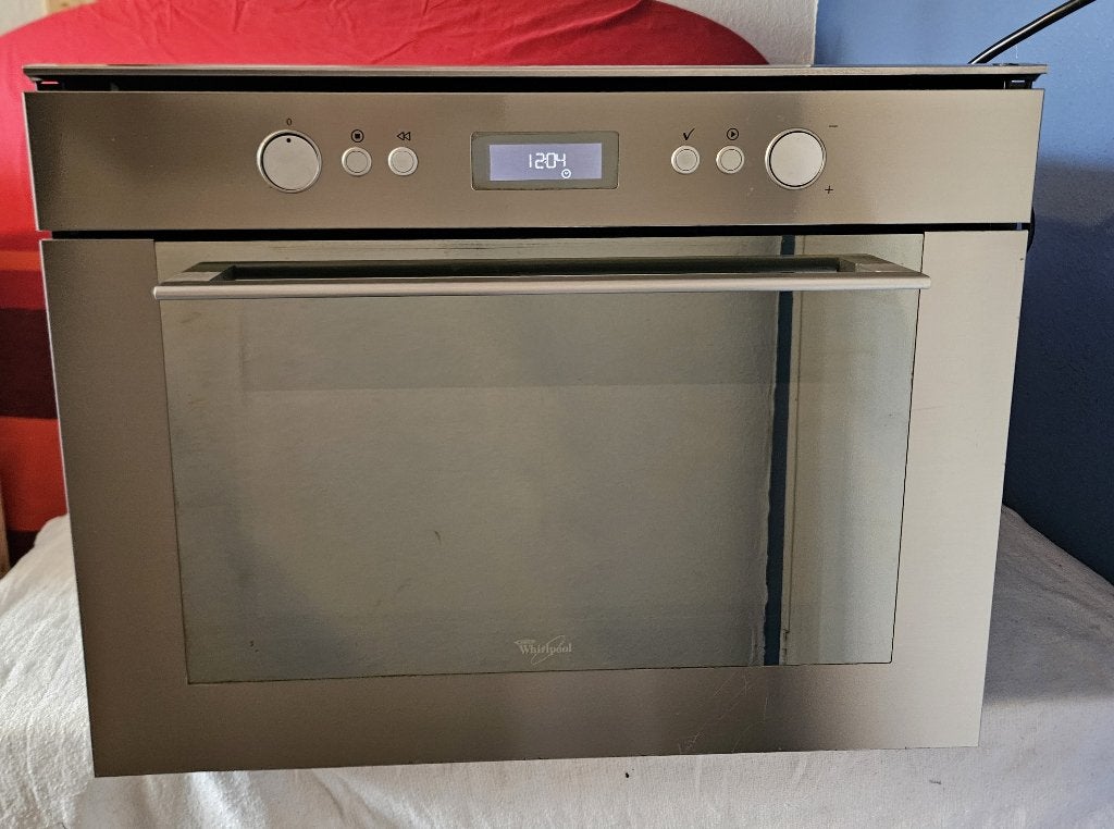 Inbouw combimagnetron van Whirlpool AMW820 IX, Witgoed en Apparatuur, Magnetrons, Gebruikt, Inbouw, Combimagnetron, 45 tot 60 cm