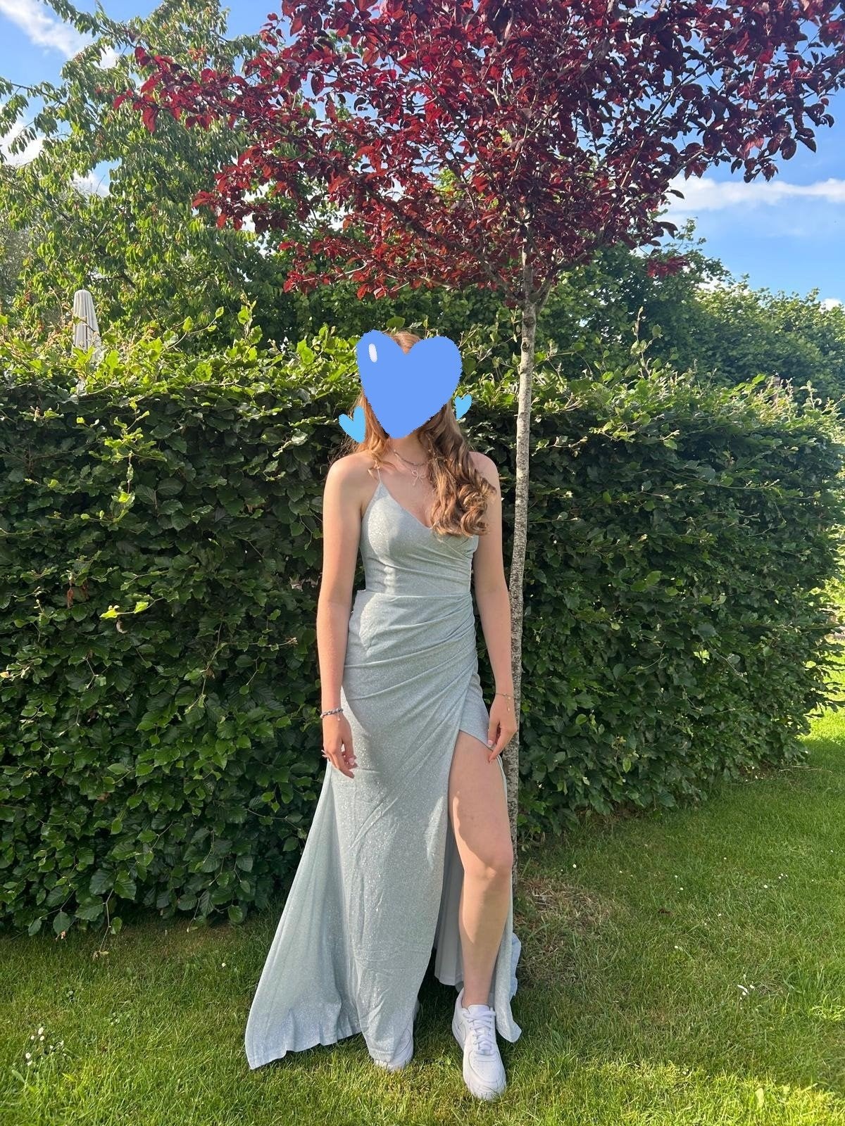feestjurk galajurk lichtblauw glitter maat M, Maat 38/40 (M), Blauw, Ophalen of Verzenden, Zo goed als nieuw