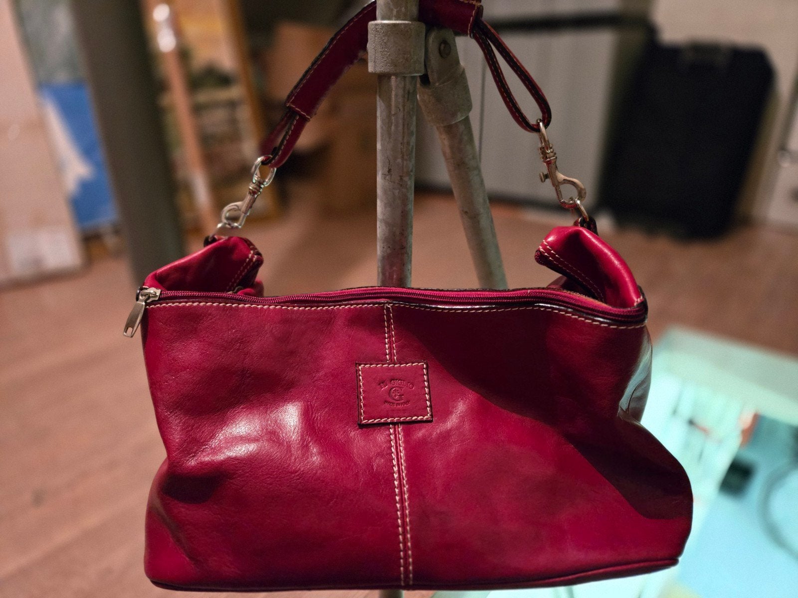 Prachtige rode leren handtas - Il Giglio, Made in Italy, Verzenden, Zo goed als nieuw, Rood, Handtas