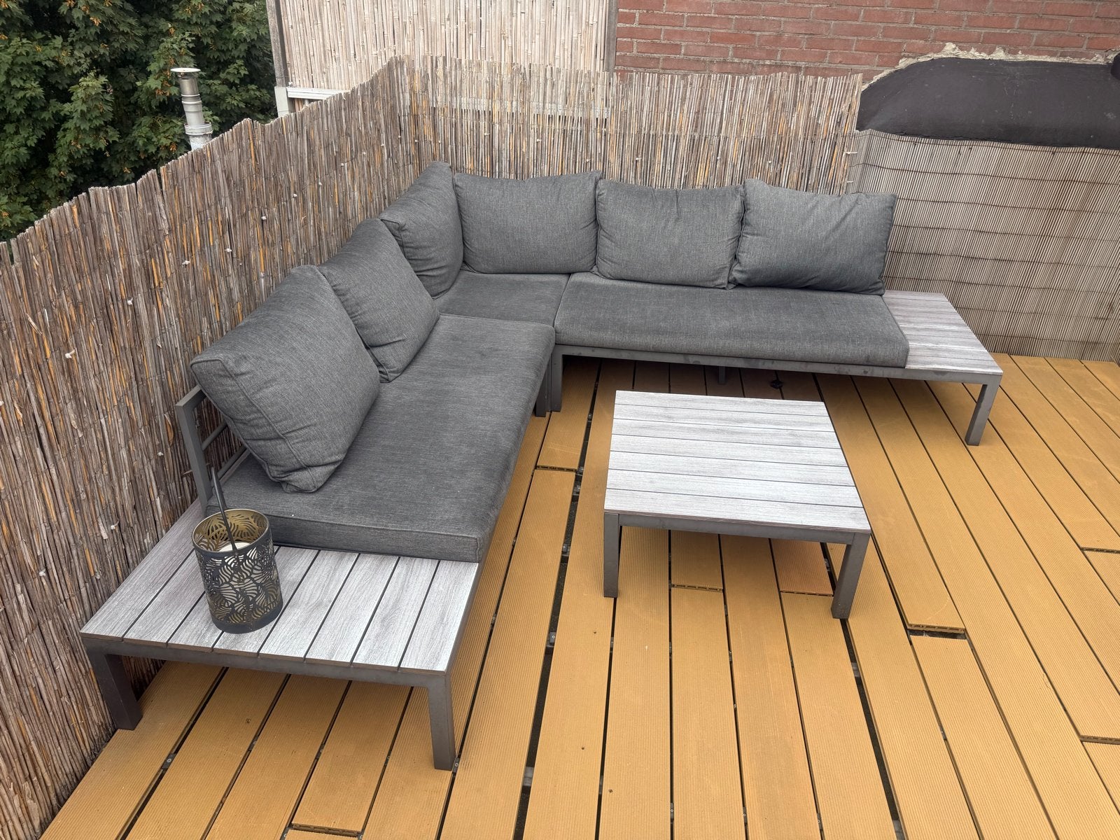 Domani La Festa loungeset 3-delig antraciet/polywood, Ophalen, Gebruikt, Loungeset, Bank