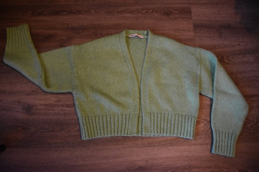Groen gebreid vest van Zara, Zara, Ophalen of Verzenden, Zo goed als nieuw, Maat 36 (S)