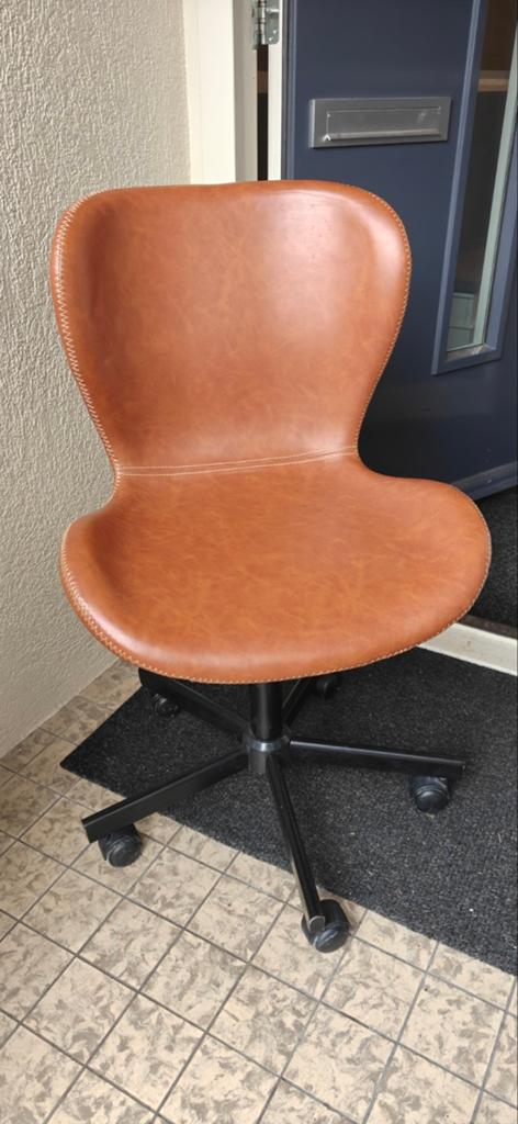 Bureaustoel  - Cognac Kunstleer & Zwart Frame, Huis en Inrichting, Bureaustoelen, Ophalen, Bruin, Zo goed als nieuw, Bureaustoel