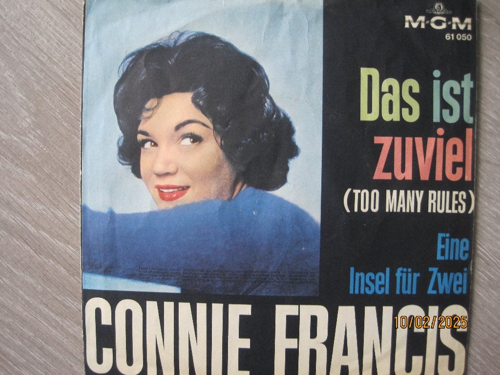 Connie Francis  -  Too many rules, Fotohoes, 7 inch, Ophalen of Verzenden, Zo goed als nieuw